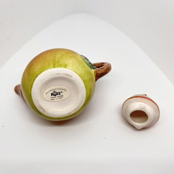 Russ Berrie & Co Miniature Fruit Apple and Pear Teapots - Picture 7 of 15